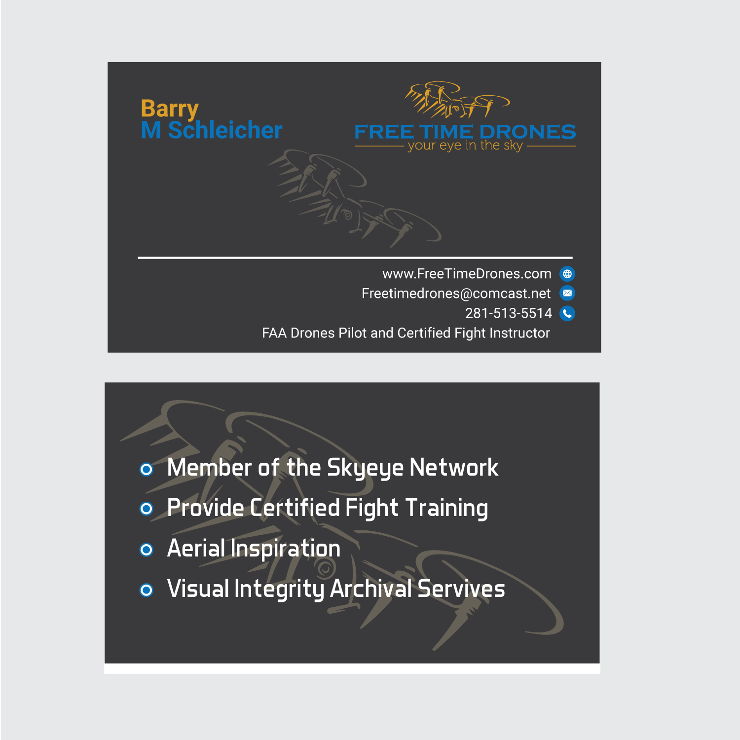 Business Card Design by ahsansdk for Free Time Drones | Design #19504448