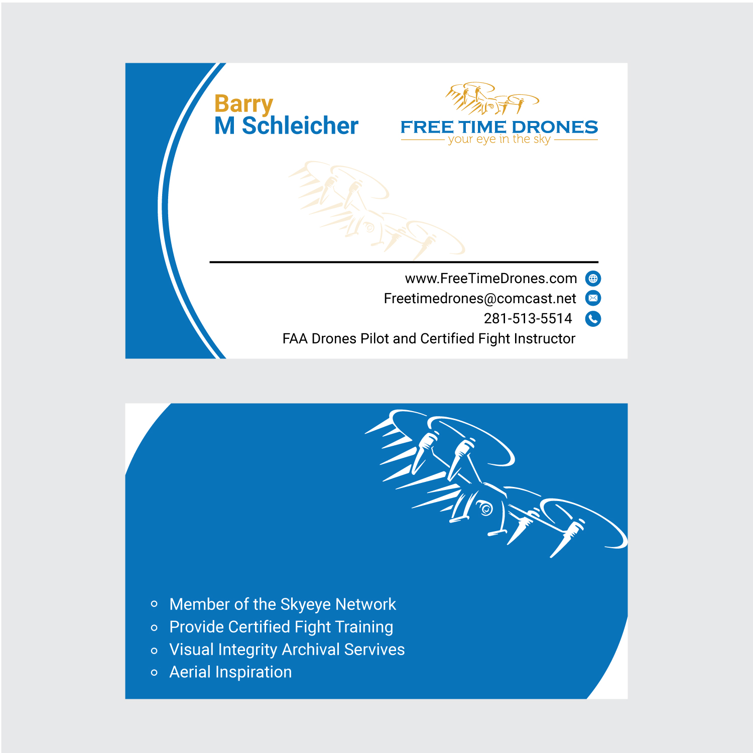 Business Card Design by ahsansdk for Free Time Drones | Design #19504449