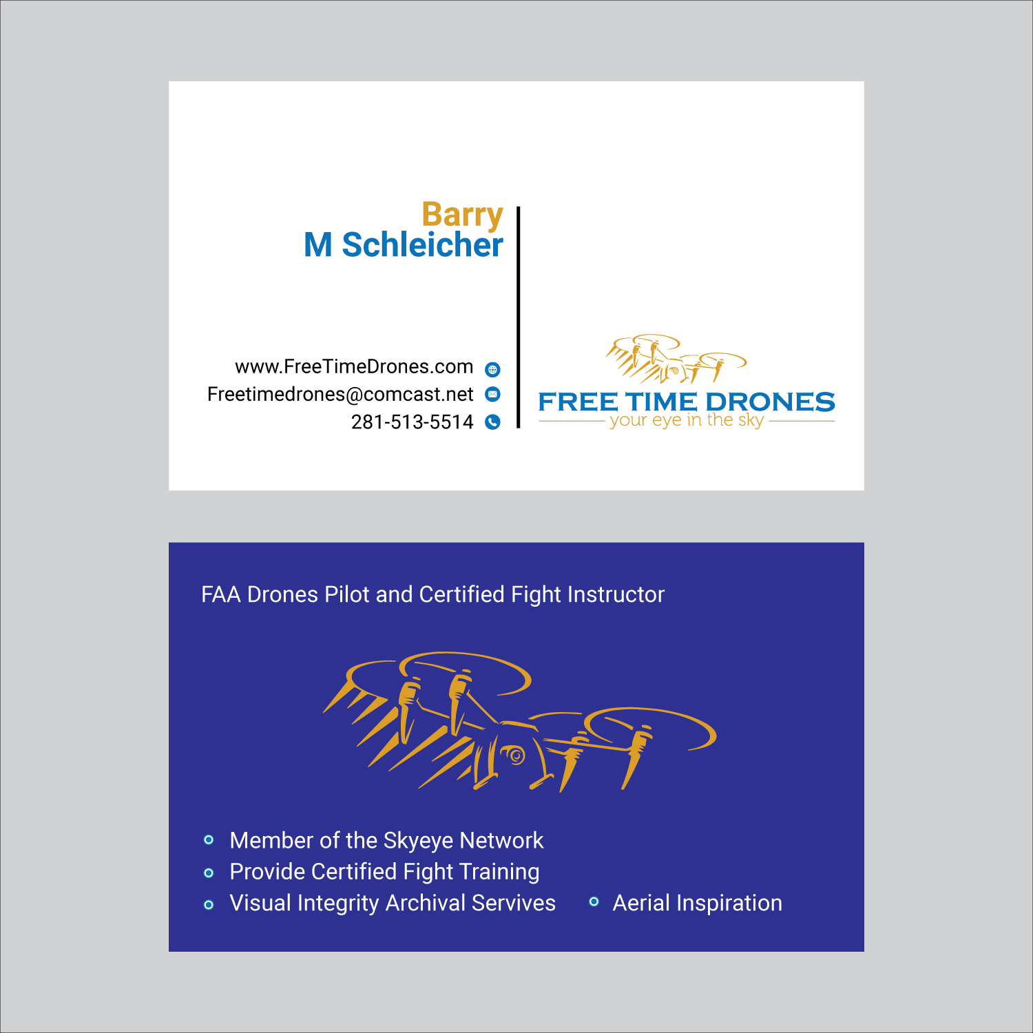 Business Card Design by ahsansdk for Free Time Drones | Design #19509417