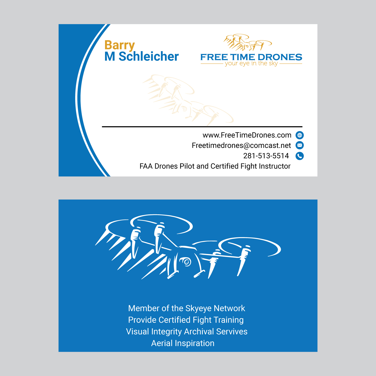 Business Card Design by ahsansdk for Free Time Drones | Design #19542309