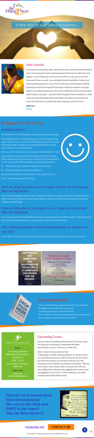 Be Happy Now newsletter - Mail Chimp