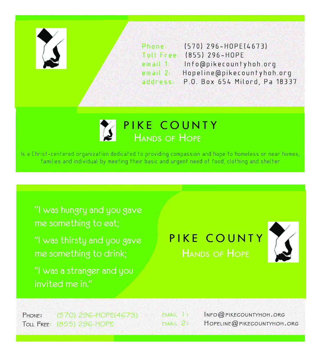 Visitenkarten-Design von Pacannim Designs[pacannim.com] für Pike County Hands of Hope | Design #2895774