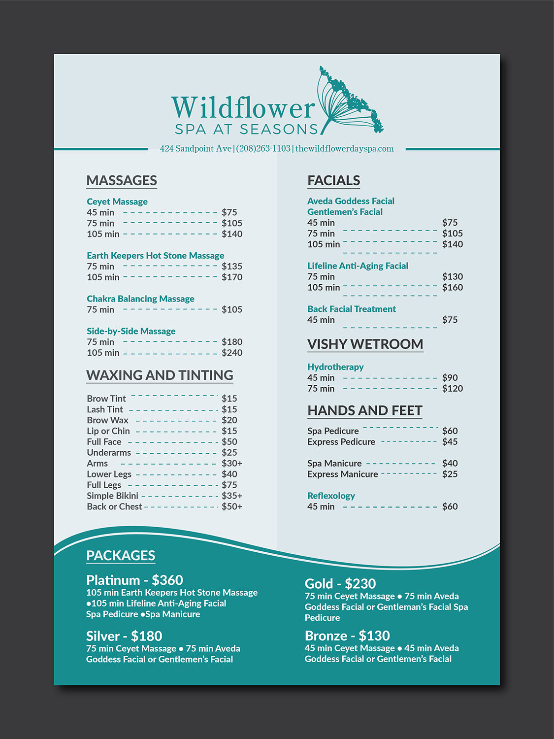 Diseño de Flyer por Deziners Zone para Wildflower Spa at Seasons | Diseño #19620076