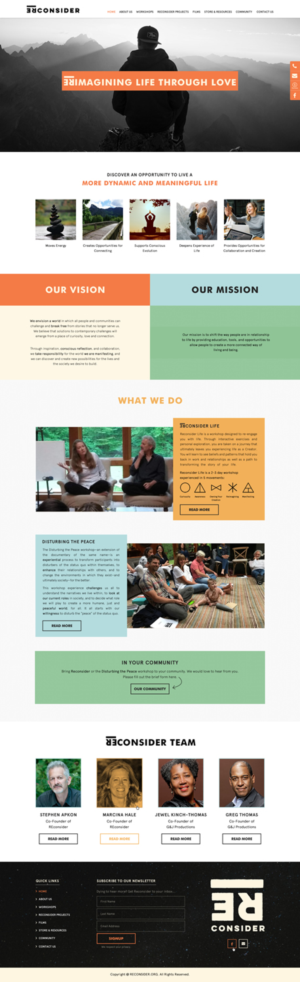 REconsider website redesign to provide information about experiential workshops, film work and other | Web Design by Sbss