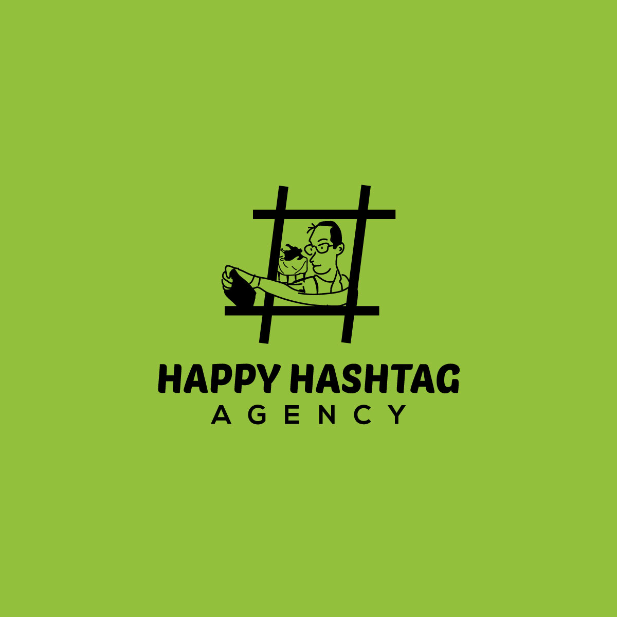 Playful Modern Digital Marketing Logo Design For Happy Hashtag
