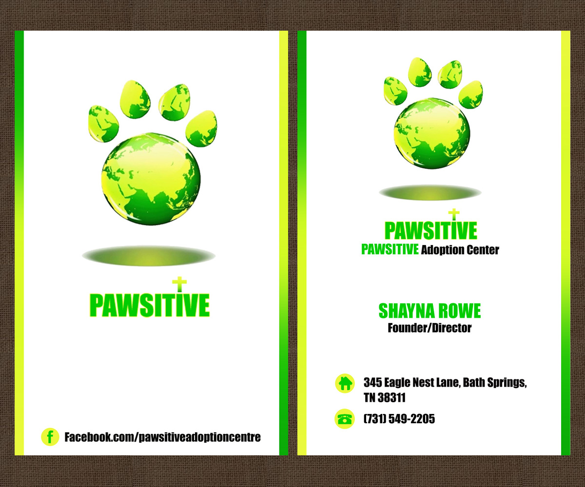 Business Card Design by Sarah Haroon for PAWSITIVE Adoption Center | Design #2890358