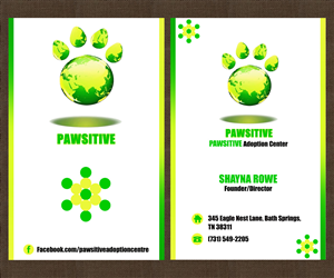 Business Card Design by Sarah Haroon for PAWSITIVE Adoption Center | Design: #2894284