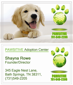 Business Card Design by Oleksiy for PAWSITIVE Adoption Center | Design: #2891578