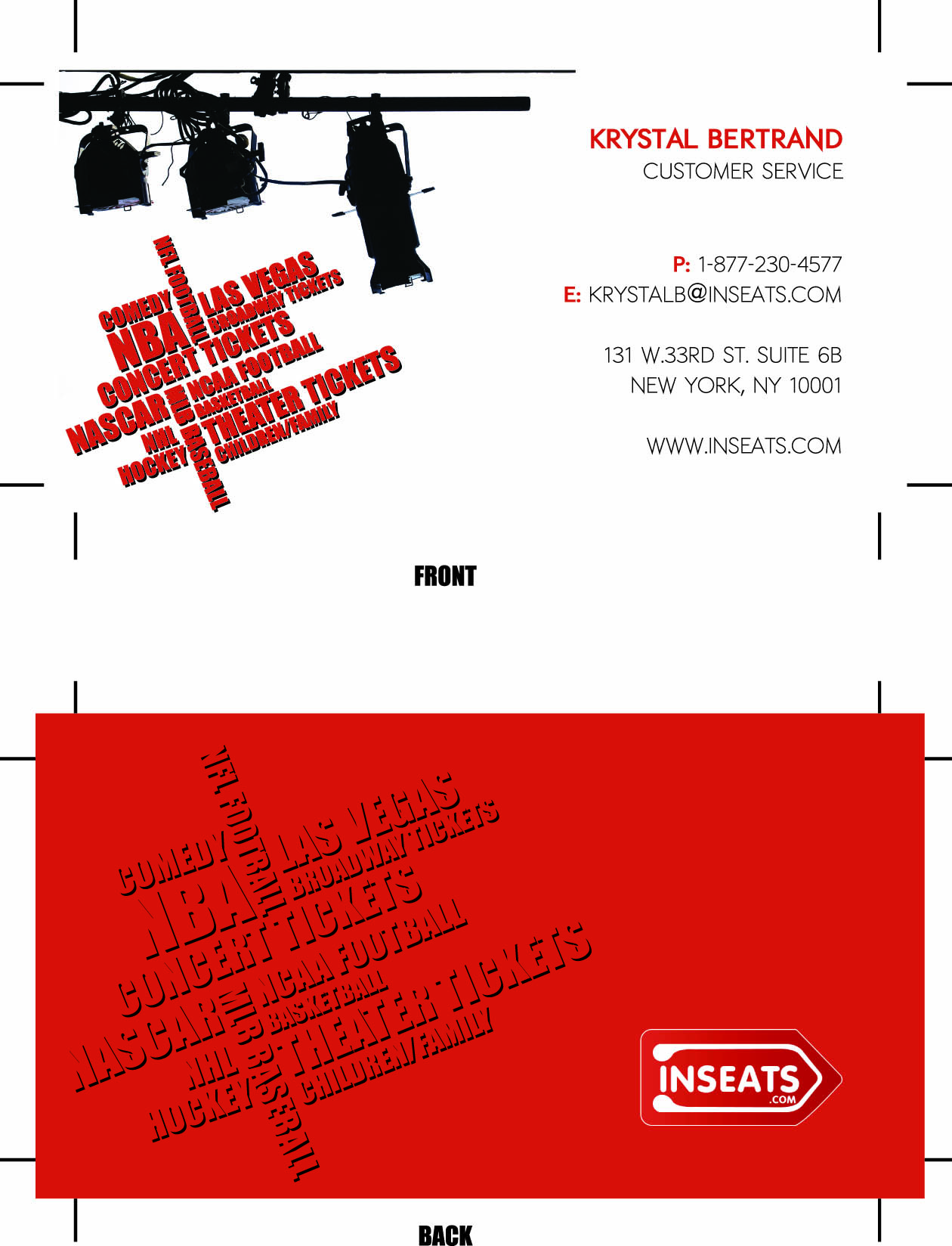 Diseño de Tarjeta de Presentación por Effective Art Boutique para InSeats.com | Diseño #54020