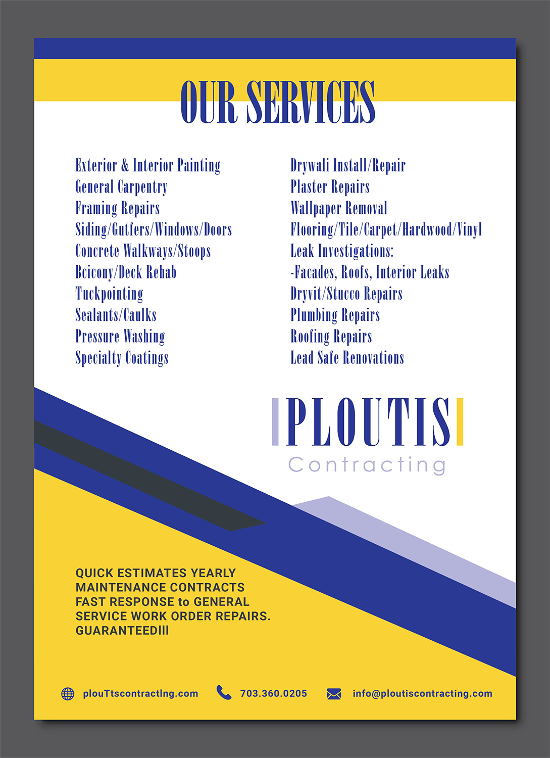 Flyer Design by A Y A N for ploutis contracting | Design #19515584