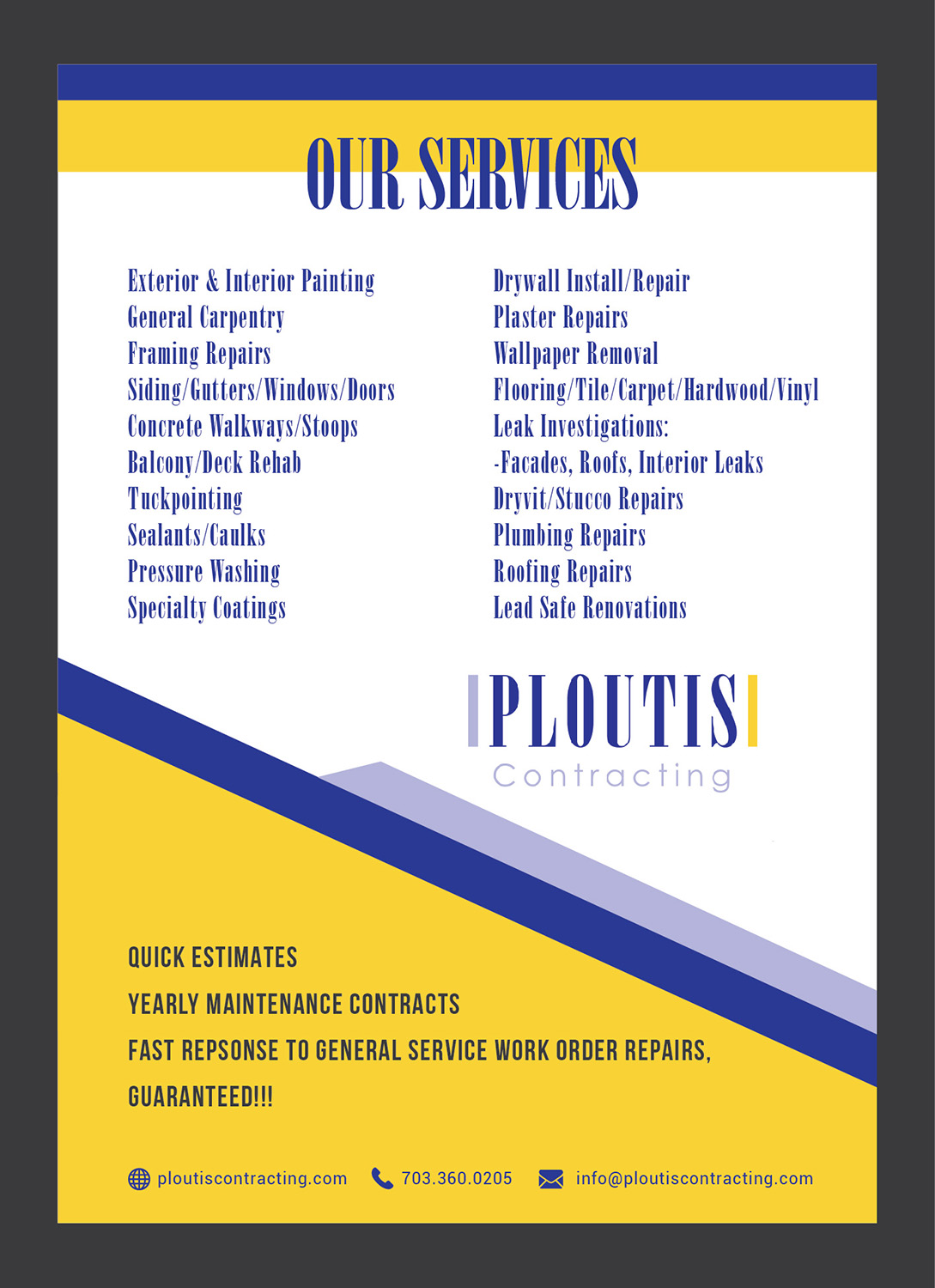 Diseño de Flyer por A Y A N para ploutis contracting | Diseño #19532320