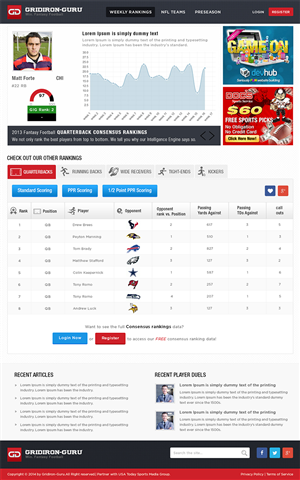 Web Design by Mayank Patel for Gridiron-Guru INC | Design: #2931973