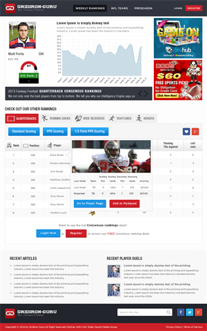 Web Design by Mayank Patel for Gridiron-Guru INC | Design: #2932012