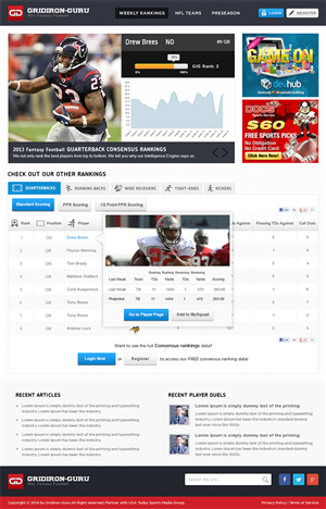 Web Design by Mayank Patel for Gridiron-Guru INC | Design: #2937020