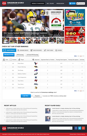 Design for an exciting fantasy football leaderboard | Web Design by Mayank Patel