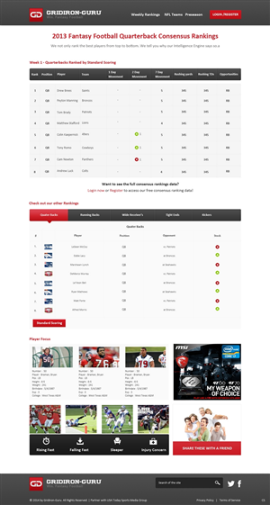 Web Design by pb for Gridiron-Guru INC | Design: #2967055