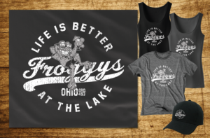 Froggy's at the Lake or Froggy's. Ohio Lake Bar with Swim-Up pool bar.  | T-Shirt-Design von CoffeeBreak88