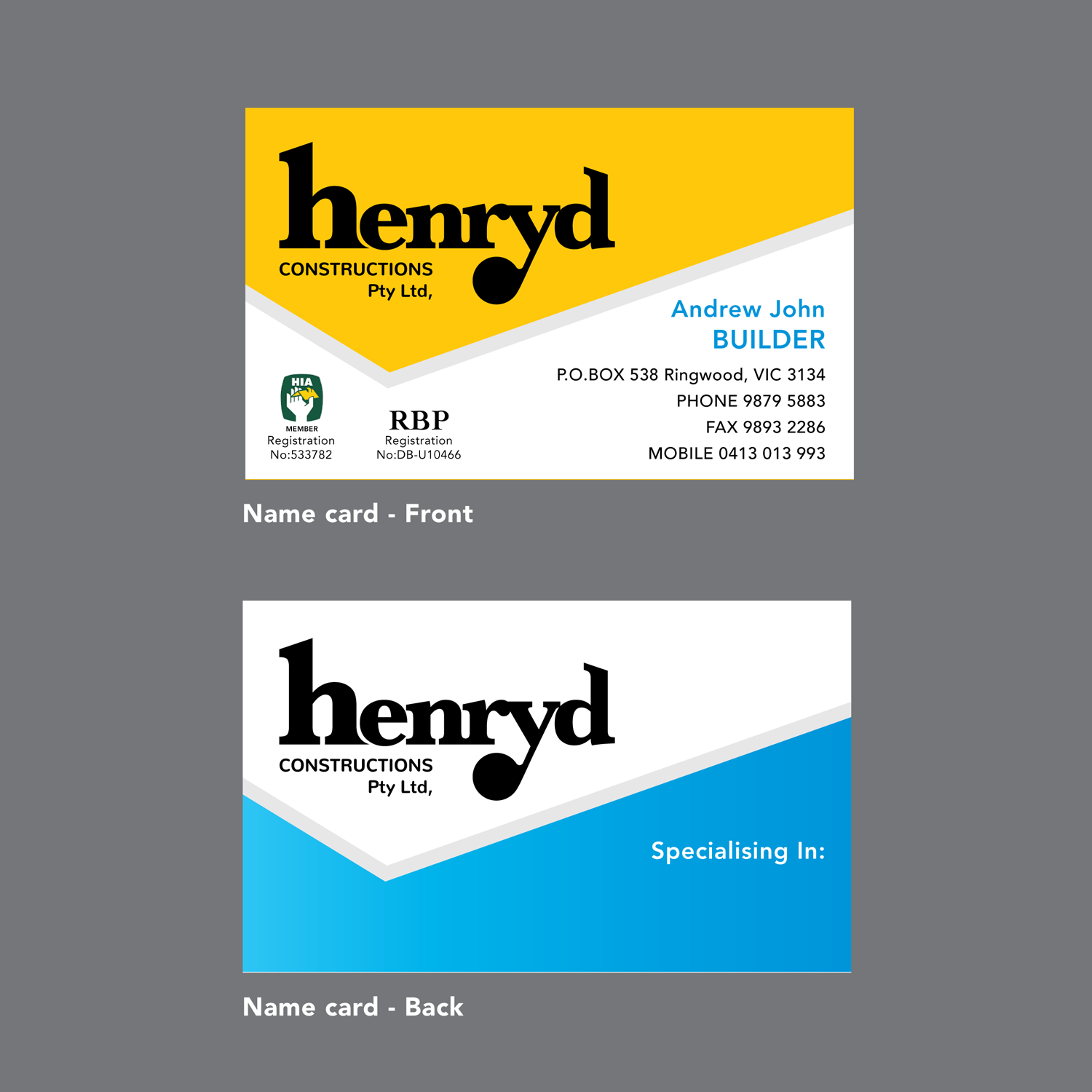 Diseño de Logo por Michael Francis para Henryd Constructions Pty Ltd | Diseño #19549359