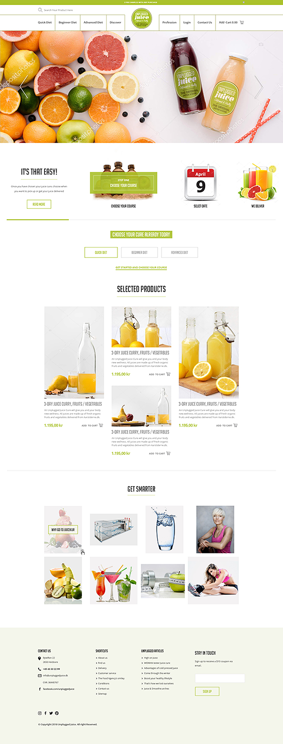 Diseño Web por PiXthemes para Unplugged Juice Production ApS | Diseño #19580295