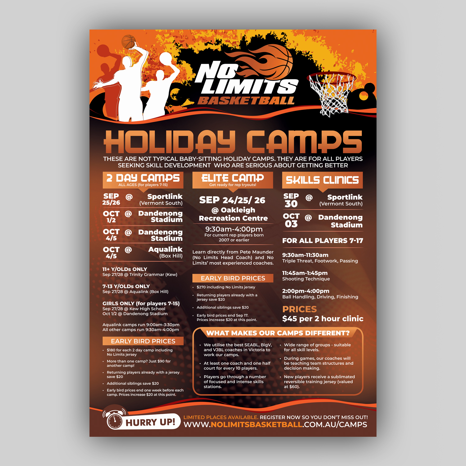 Flyer Design by Mariyam Khan for No Limits Basketball Services | Design #19540457