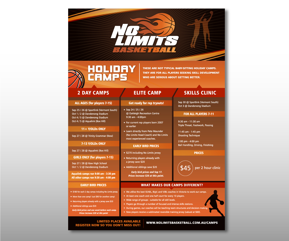 Flyer-Design von Andi Yan für No Limits Basketball Services | Design #19540524