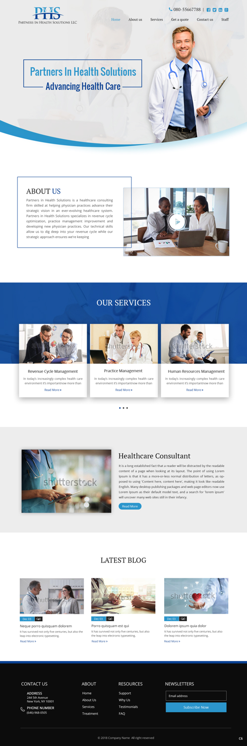 Wordpress Design by pb for Partners In Health Solutions LLC | Design #19537182