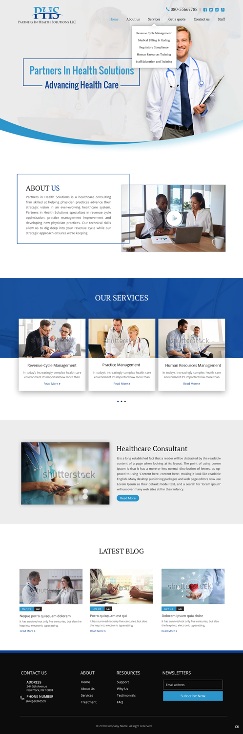 Wordpress Design by pb for Partners In Health Solutions LLC | Design #19537183