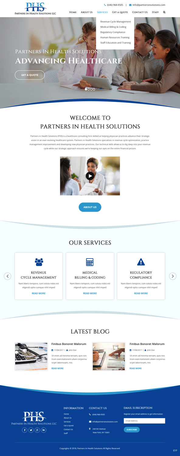 Wordpress Design by pb for Partners In Health Solutions LLC | Design #19537184