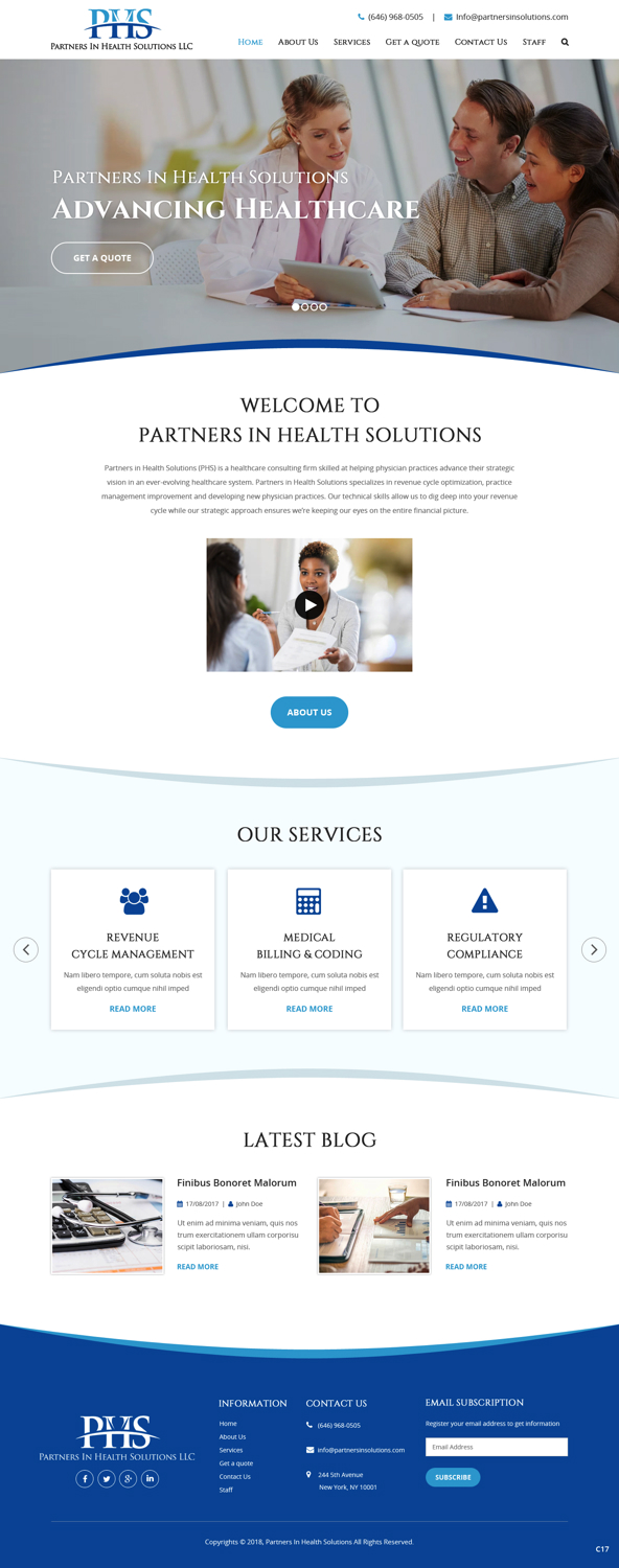 WordPress-Design von pb für Partners In Health Solutions LLC | Design #19537190