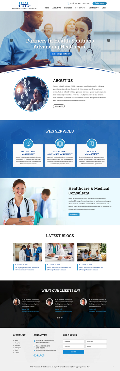 WordPress-Design von pb für Partners In Health Solutions LLC | Design #19539895