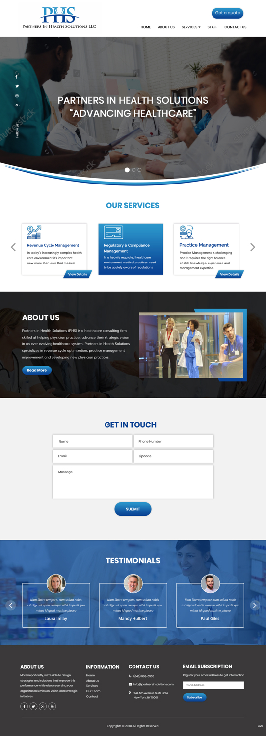 Wordpress Design by pb for Partners In Health Solutions LLC | Design #19539898