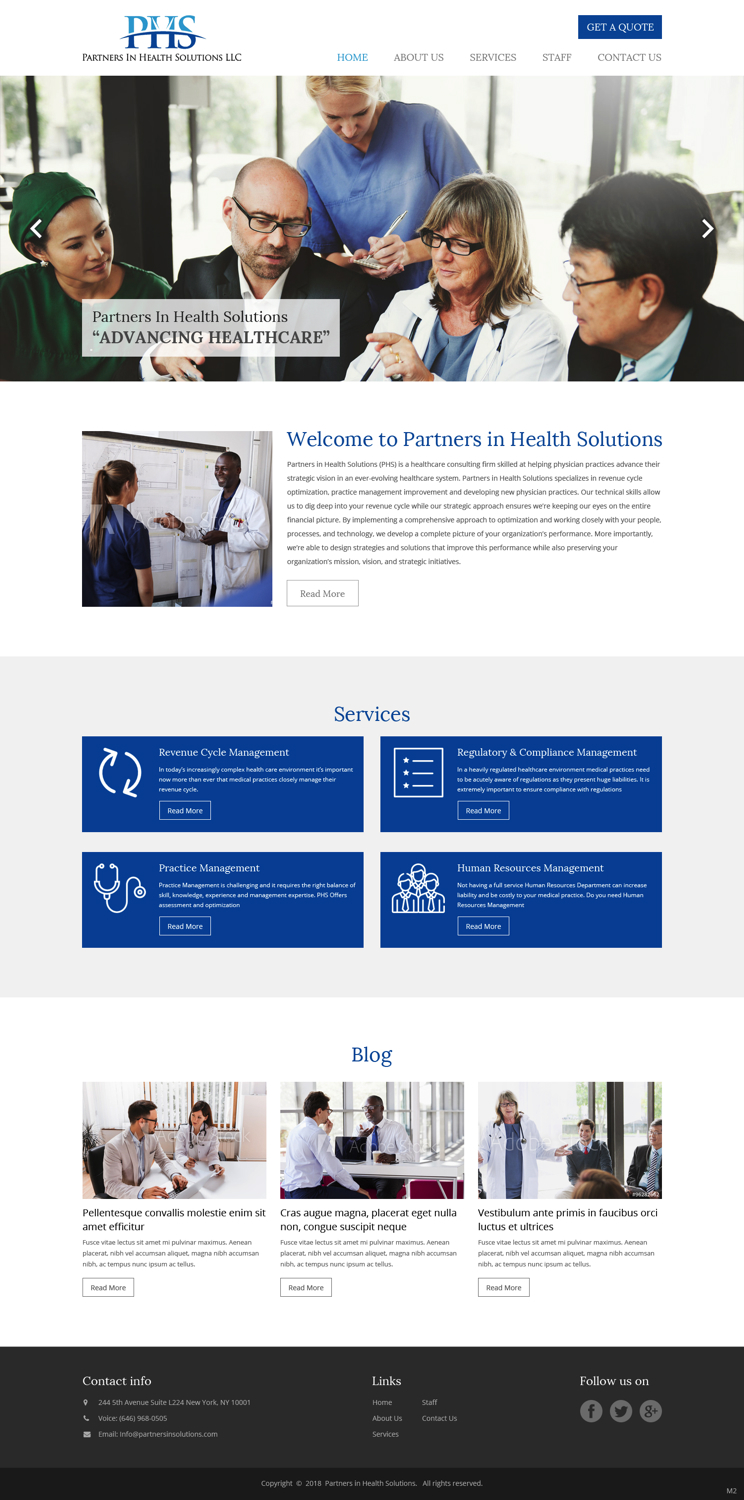 Wordpress Design by pb for Partners In Health Solutions LLC | Design #19539899