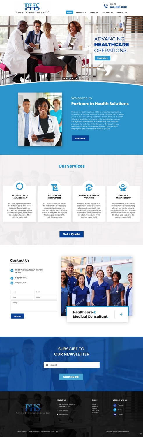 Diseño Wordpress por pb para Partners In Health Solutions LLC | Diseño #19578805