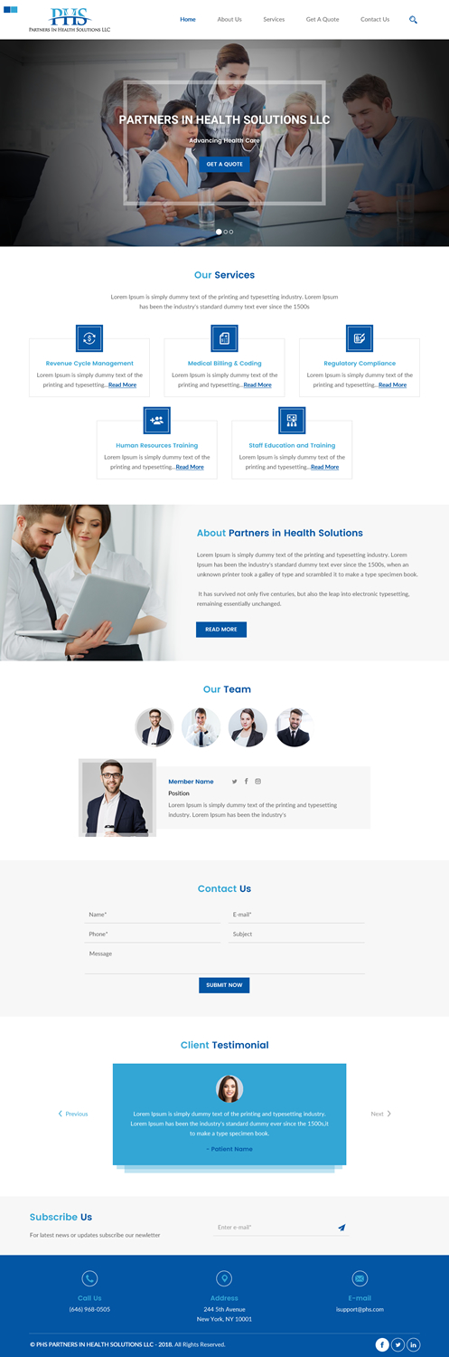 Diseño Wordpress por rightway para Partners In Health Solutions LLC | Diseño #19540245