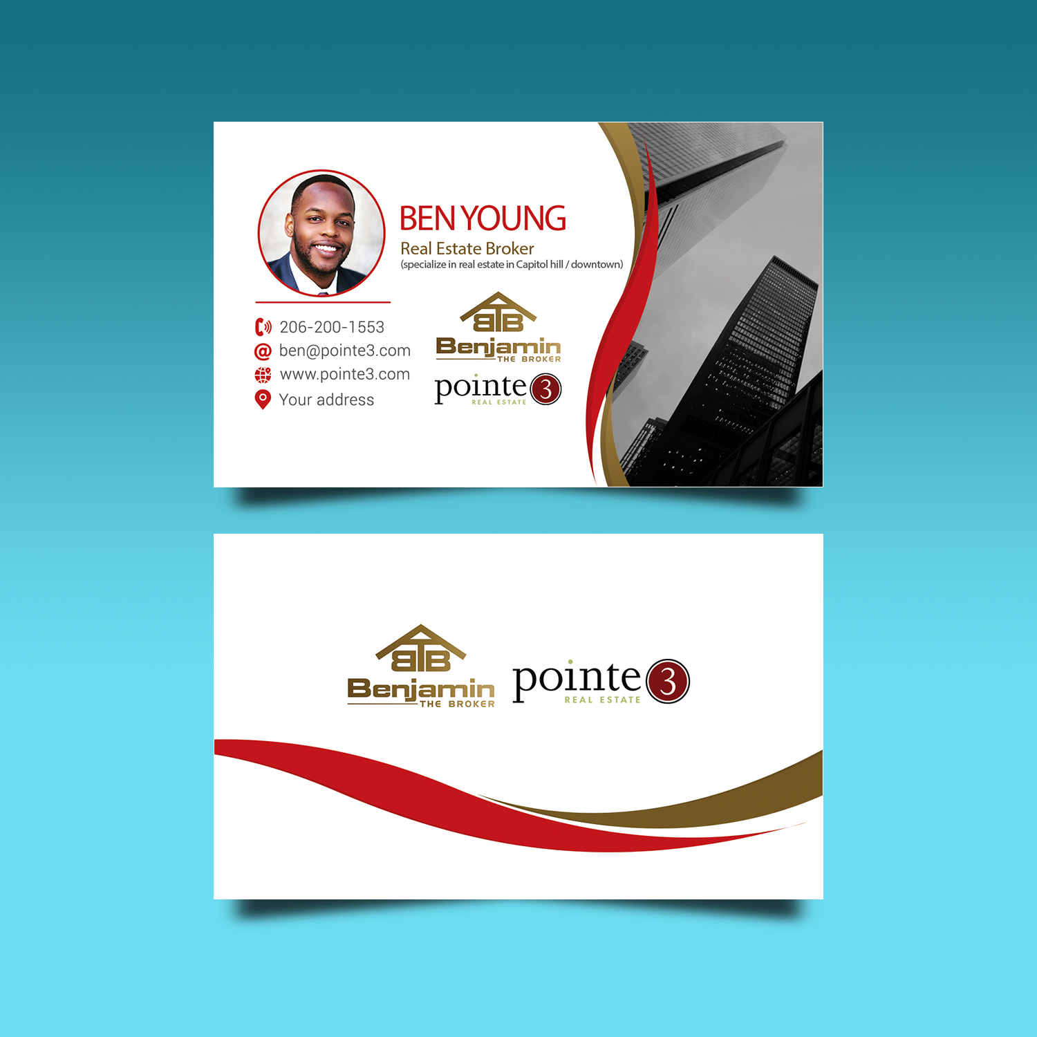 Modern Masculine Real Estate Agent Business Card Design For A