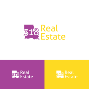 318 Real Estate, Purple and Gold Colors for the logo with possibly white as well.  I think I would like to see the outline of the state of louisiana and the 318 inside of the state of louisiana outline, at the top left corner of the state and then Real Estate outside of the outline of the  state of Louisiana.  I am open to other professional ideas as well but would like to incorporate the state outline with the 318 Real Estate. | Logo Design by Supridi