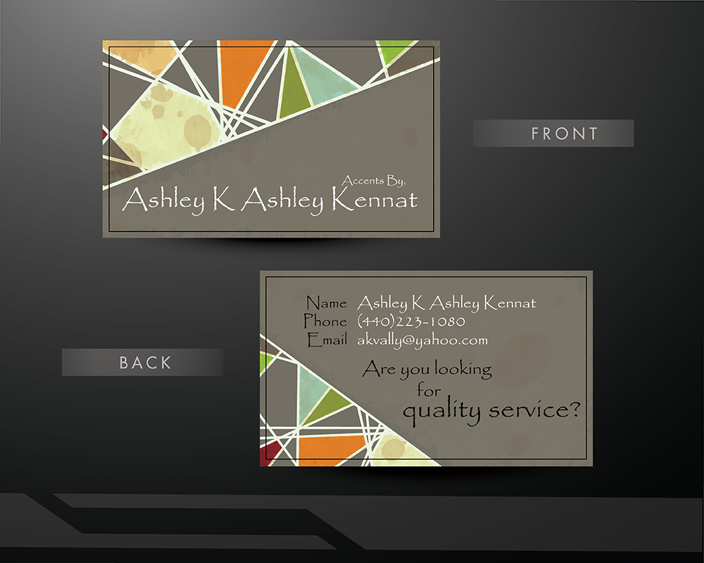 Business Card Design by CreativeMask for Accents By Ashley  | Design #2901797