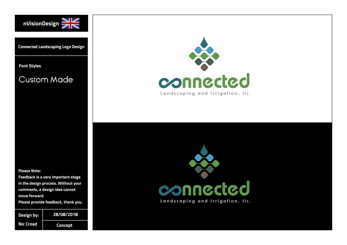 Diseño de Logo por nvisiondesign.co.uk para Connected Landscaping and Irrigation | Diseño #19564370