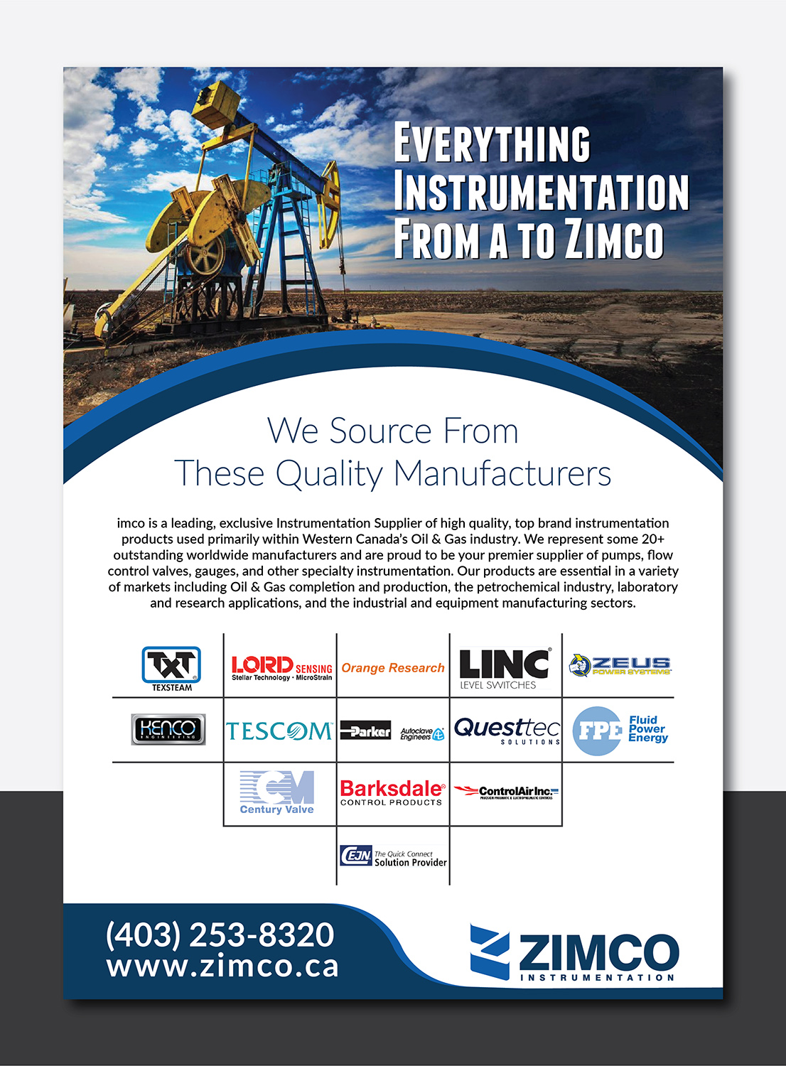 Diseño de Flyer por Deziners Zone para Zimco Instrumentation Inc. | Diseño #19583584