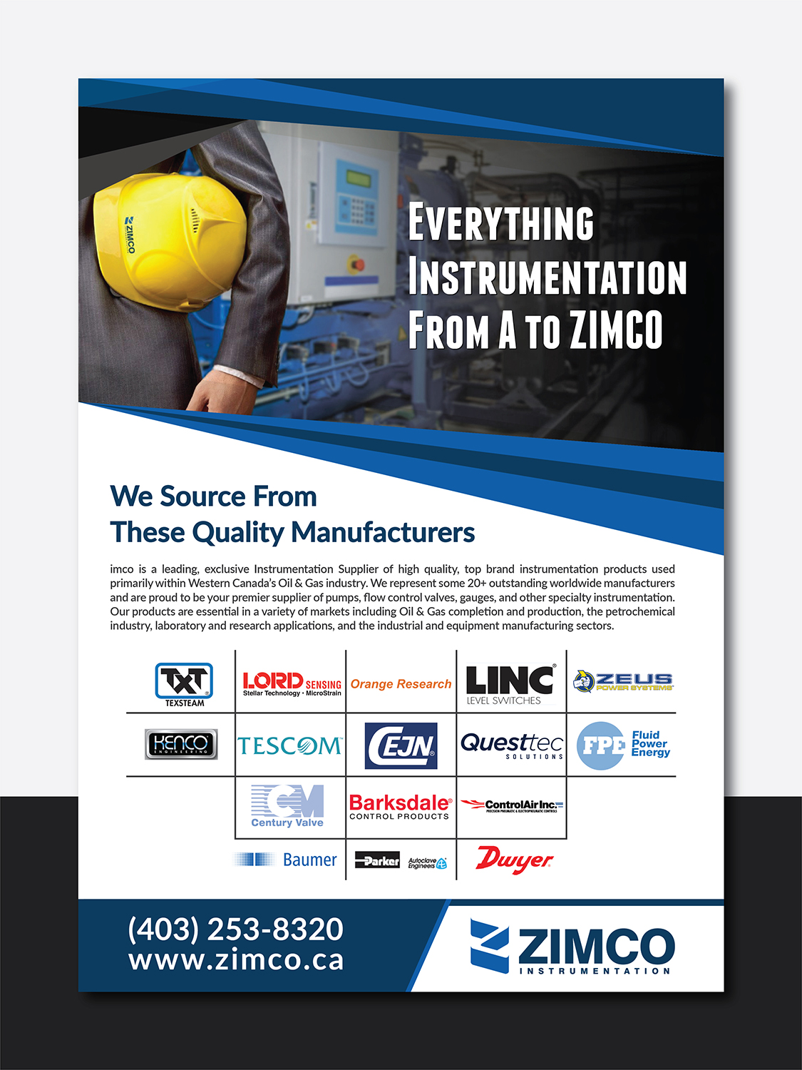 Design de Flyer par Deziners Zone pour Zimco Instrumentation Inc. | Design #19601158