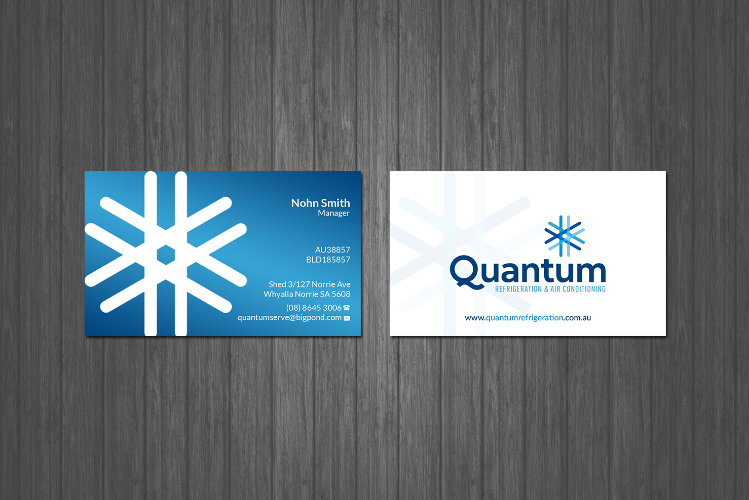 Diseño de Tarjeta de Presentación por Creations Box 2015 para Quantum Refrigeration | Diseño #19572300