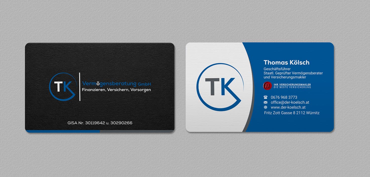 Business Card Design by INDIAN_Ashok for TK Vermögensberatung GmbH | Design #19575416