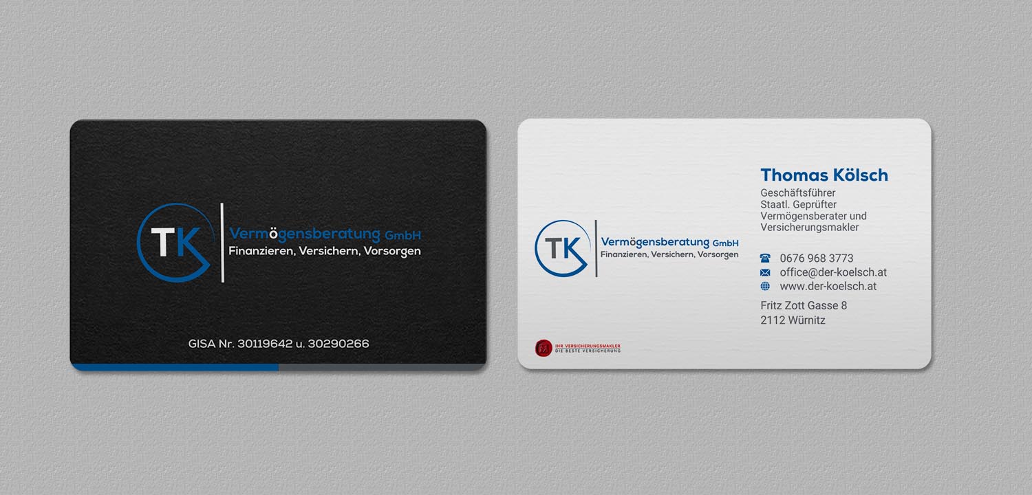 Business Card Design by INDIAN_Ashok for TK Vermögensberatung GmbH | Design #19575463