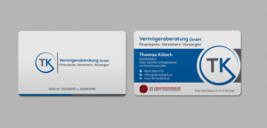 Business Card Design by INDIAN_Ashok for TK Vermögensberatung GmbH | Design: #19575474