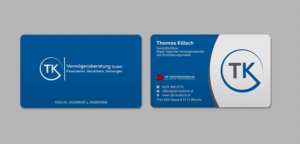 Business Card Design by INDIAN_Ashok for TK Vermögensberatung GmbH | Design: #19575487