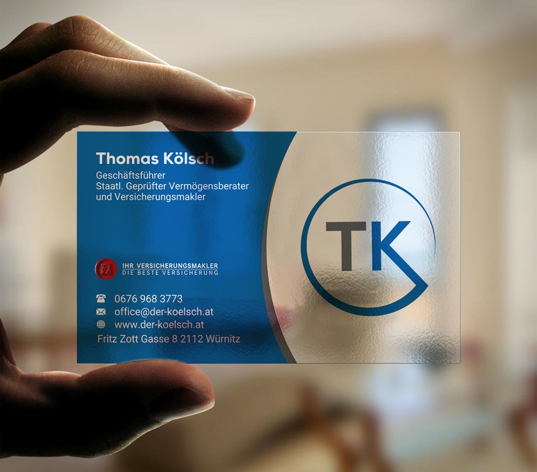 Business Card Design by INDIAN_Ashok for TK Vermögensberatung GmbH | Design #19575570