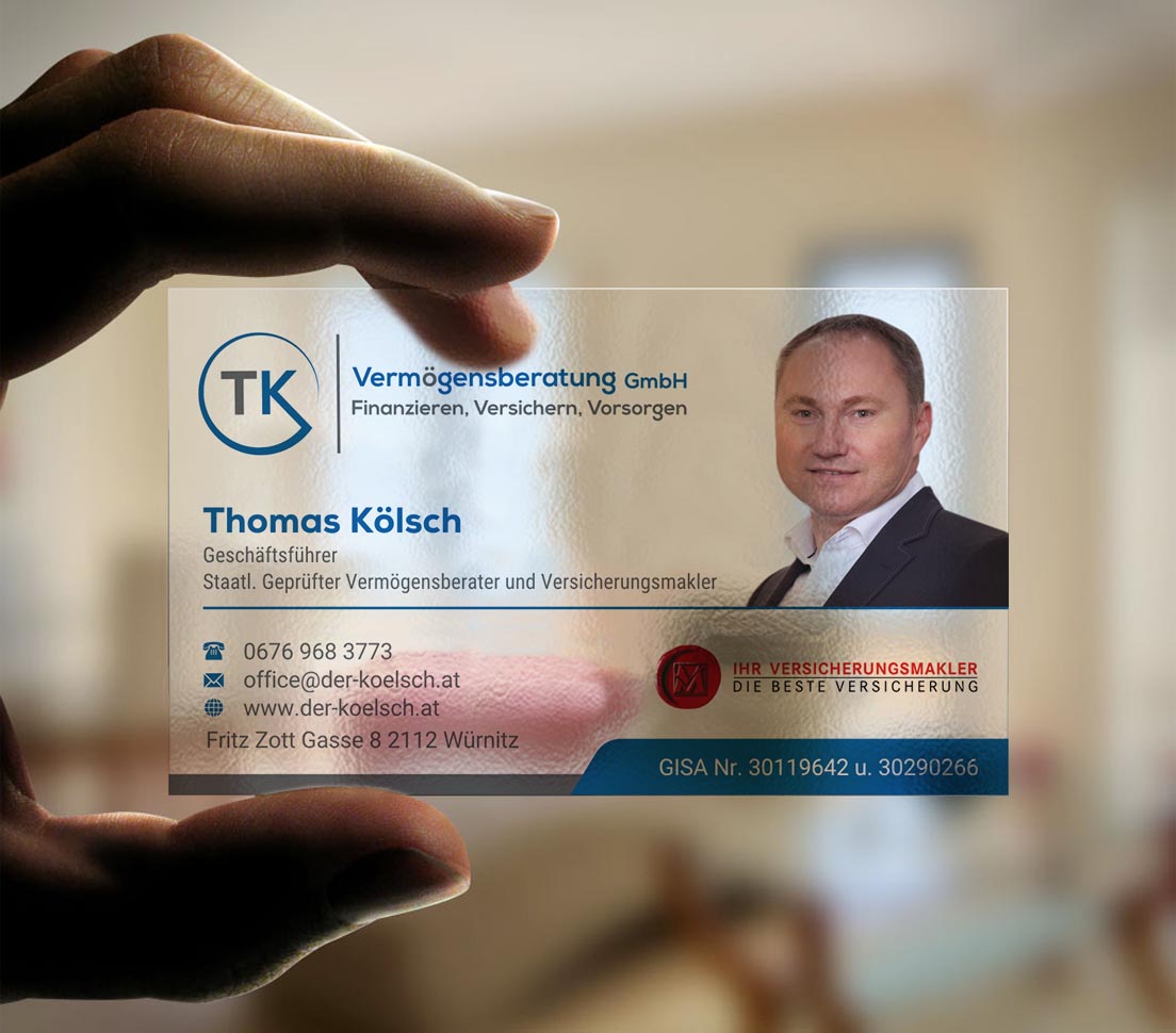 Visitenkarten-Design von INDIAN_Ashok für TK Vermögensberatung GmbH | Design #19575575