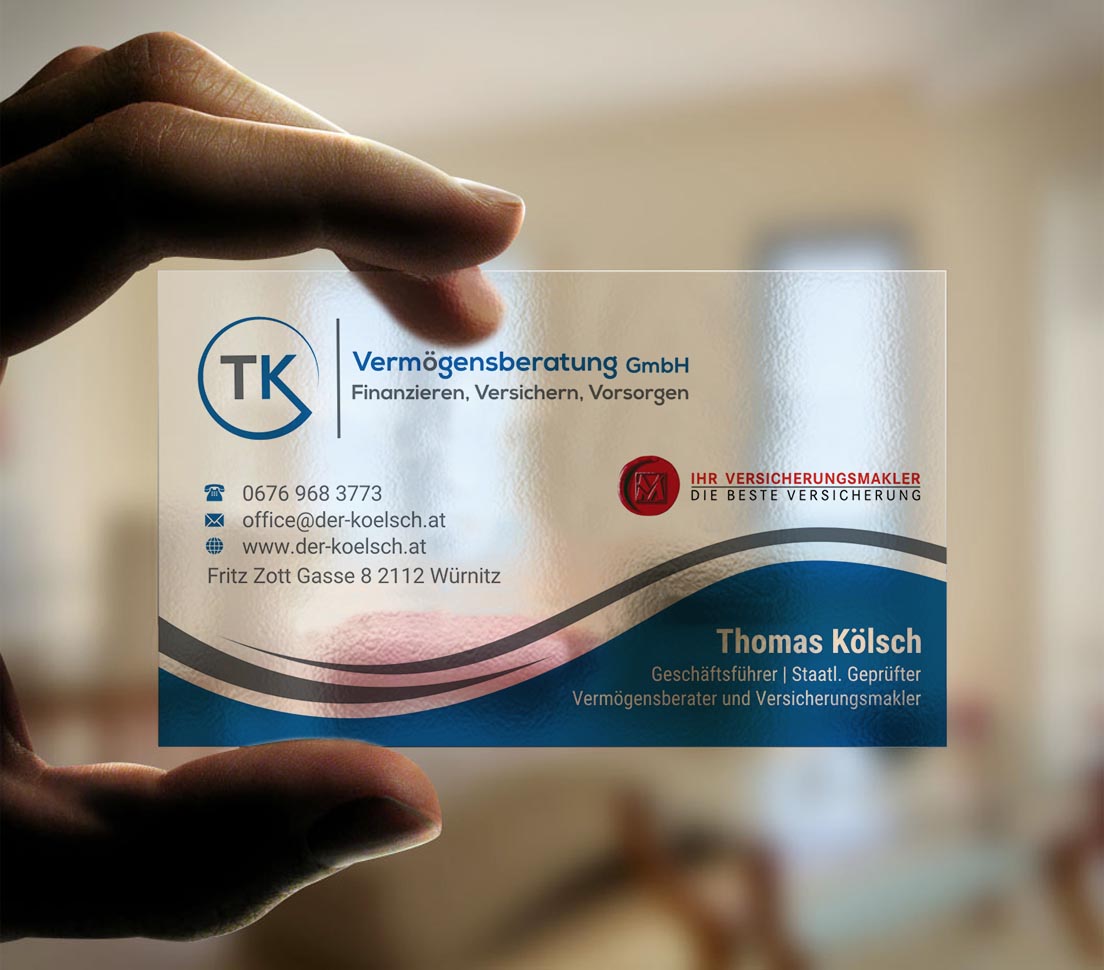 Business Card Design by INDIAN_Ashok for TK Vermögensberatung GmbH | Design #19575588