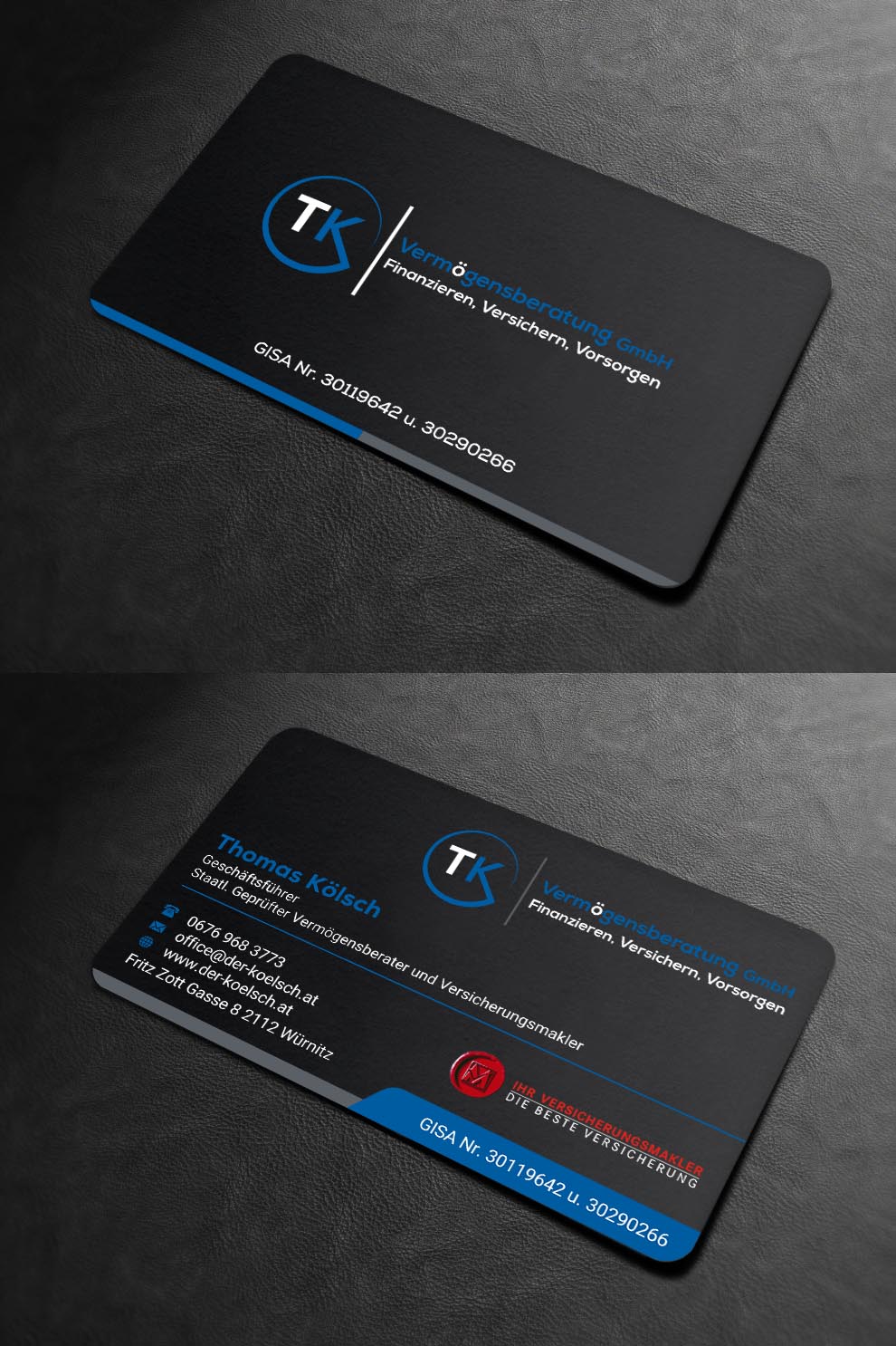 Business Card Design by INDIAN_Ashok for TK Vermögensberatung GmbH | Design #19575596