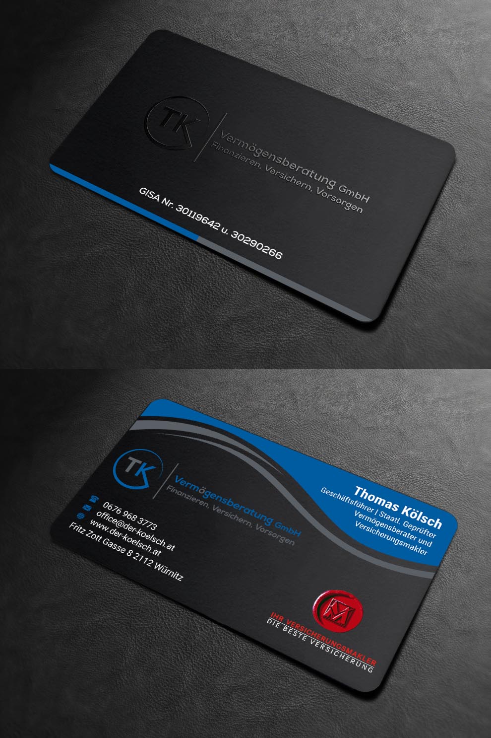 Business Card Design by INDIAN_Ashok for TK Vermögensberatung GmbH | Design #19575603